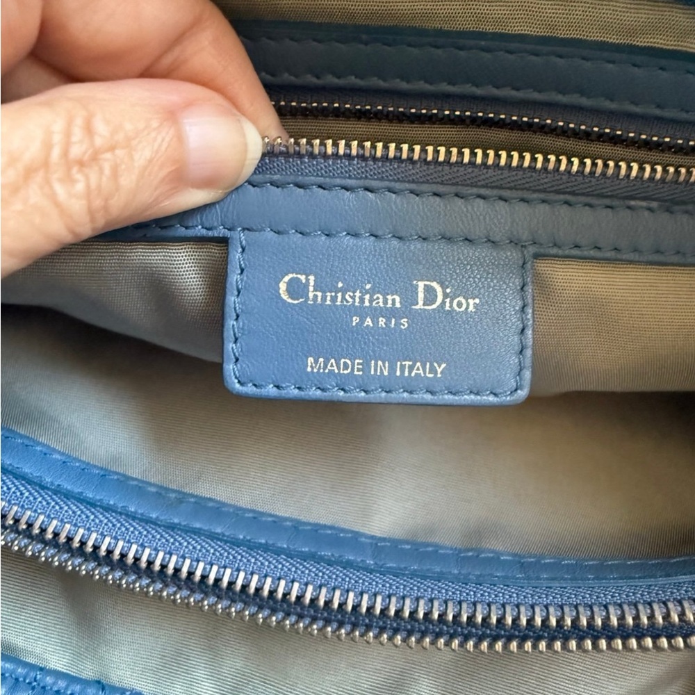 Authentic Dior Quilted Lambskin Leather shoulder /Tote bag -Blue w/COA - Picture 8 of 11